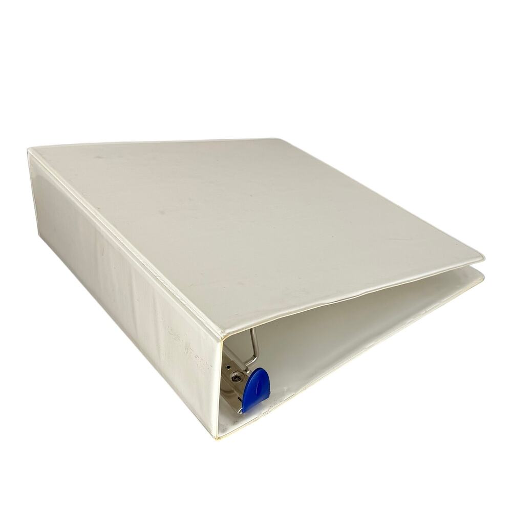 4 Inch White Three Ring Binder Heavy Duty With Interior Pockets Durable Vinyl